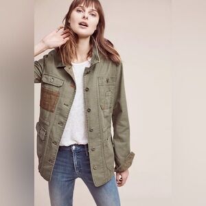 Anthropologie Hei Hei Patched Olive Utility Jacket Size S